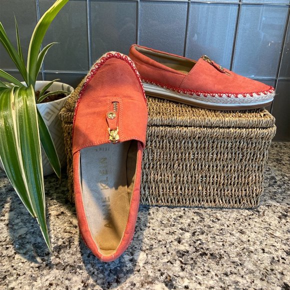 ANNE KLEIN Flats 6 1/2M Coral Suede-look Espadrille Edge with Stitching - Picture 4 of 9